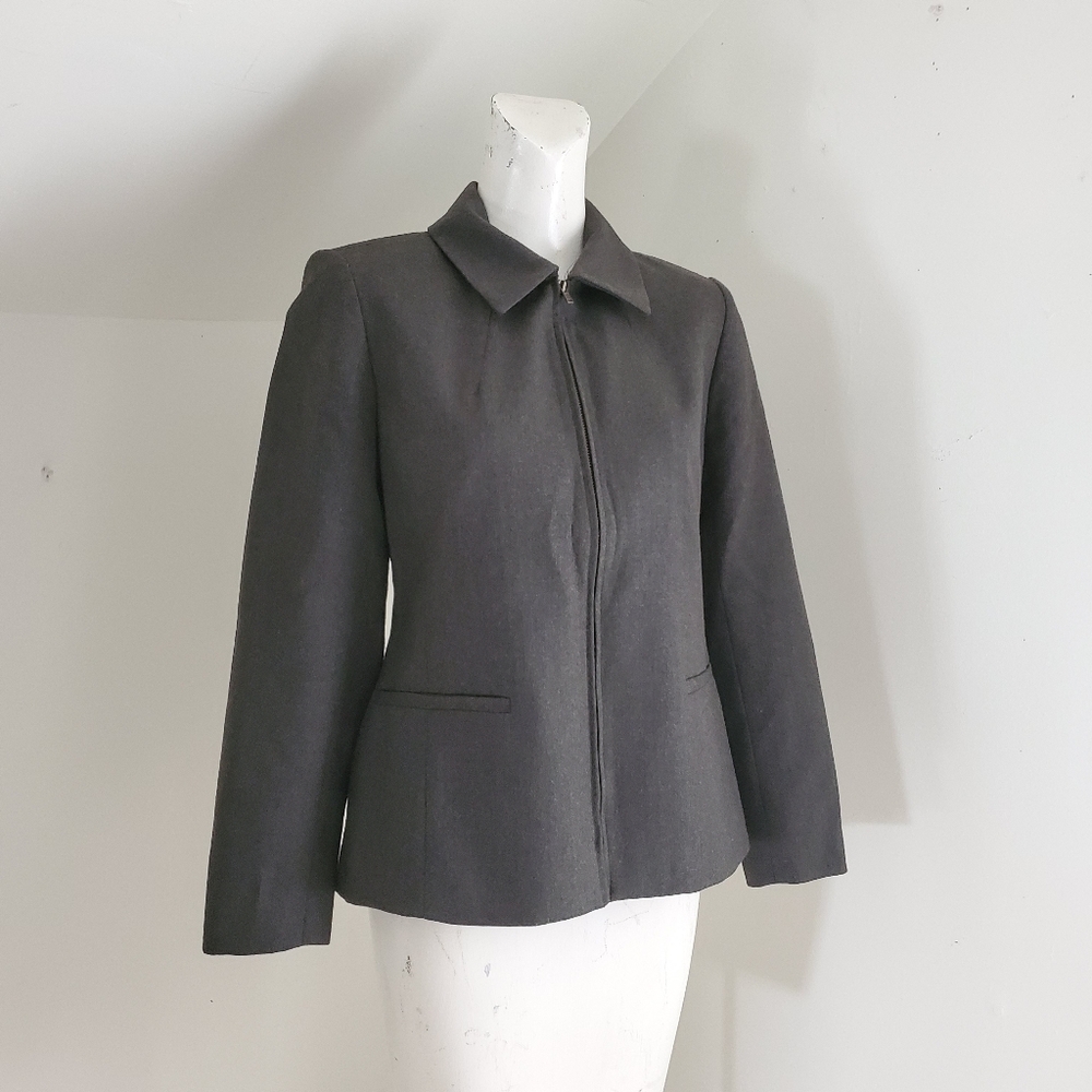 Andrea Viccaro Forest Green Wool Zip Front Jacket size 4P